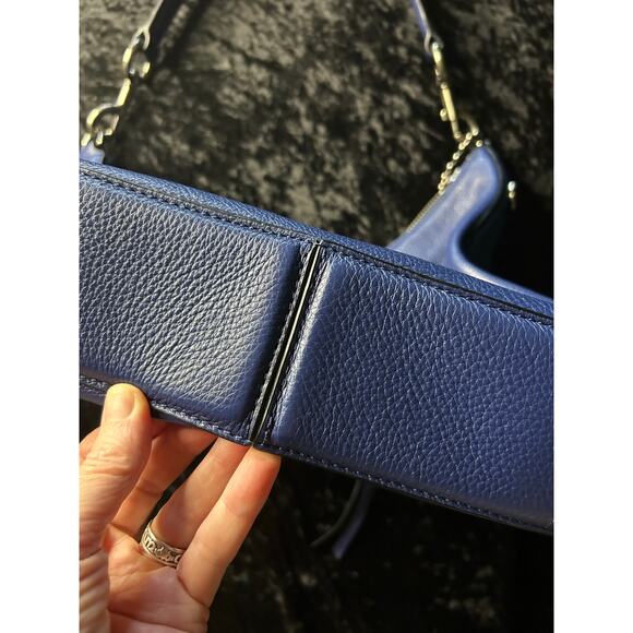 Marc Jacobs Recruit Leather Hobo Shoulder Bag Blue Pebbled Leather - Picture 6 of 13